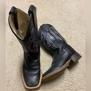 Old west boys black cowboy boots